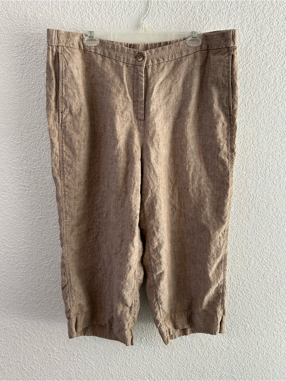 J.Jill Love Linen 100% Linen Cropped Pants Women’s 2X Brown / Tan